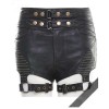 Women's Black Steampunk High Waist Shorts Leather Blitzkrieg Short Pants